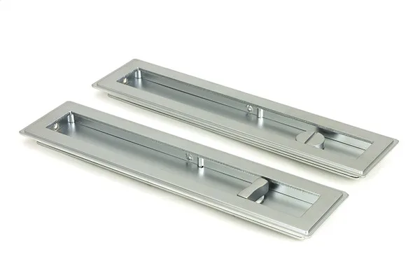 From The Anvil Satin Chrome 250mm Art Deco Rectangular Pull Privacy Set