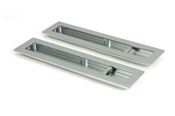 From The Anvil Satin Chrome 250mm Plain Rectangular Pull Privacy Set