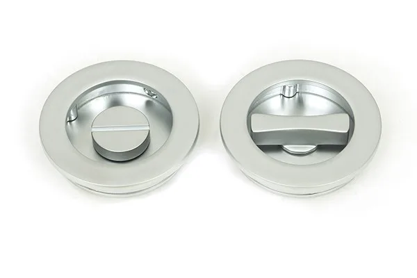 From The Anvil Satin Chrome 60mm Plain Round Pull Privacy Set