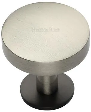 Heritage Brass 32mm Domed Disk Cabinet Knob With Rose Matt Bronze/Satin Nickel