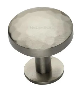 Heritage Brass 32mm Round Hammered Cabinet Knob With Rose Satin Nickel