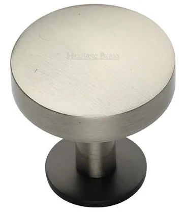 Heritage Brass 38mm Domed Disk Cabinet Knob With Rose Matt Bronze/Satin Nickel