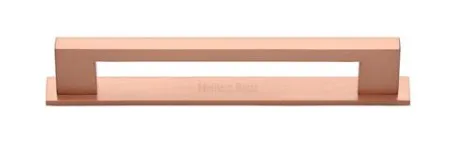 Heritage Brass 96mm Metro Cabinet Pull Handle With Plate Satin Rose Gold