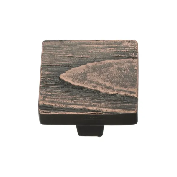 Heritage Brass Cabinet Knob Square Pine Design 32mm Aged Copper finish