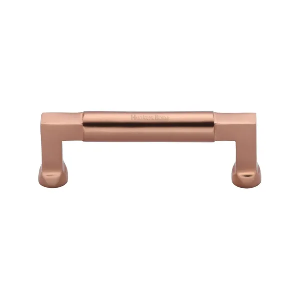 Heritage Brass Cabinet Pull Bauhaus Design 101mm CTC Satin Rose Gold Finish