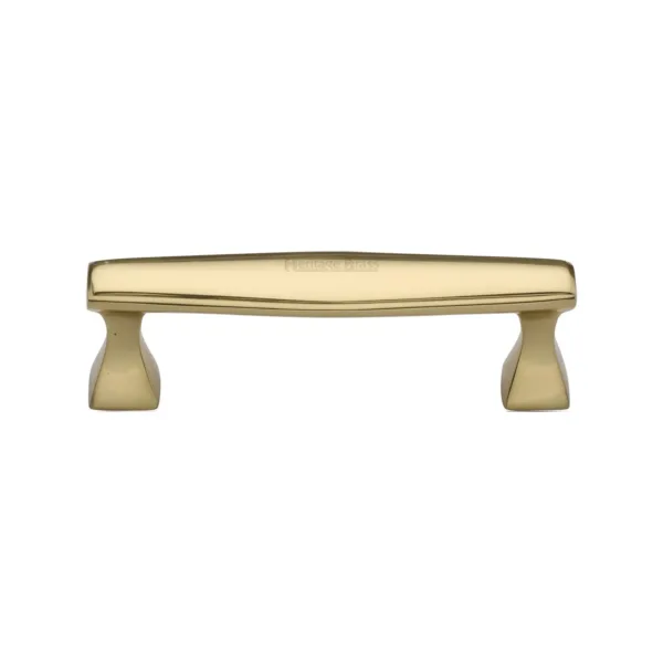 Heritage Brass Cabinet Pull Deco Design 96mm CTC Polished Brass Finish