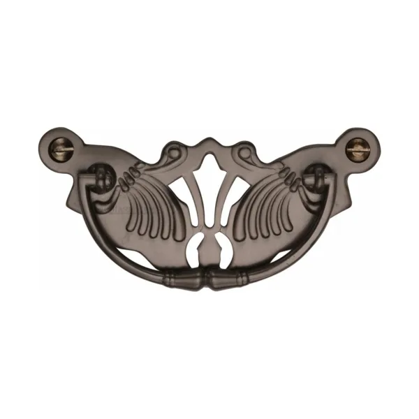 Heritage Brass Cabinet Pull Ornate Plate Design Matt Bronze Finish