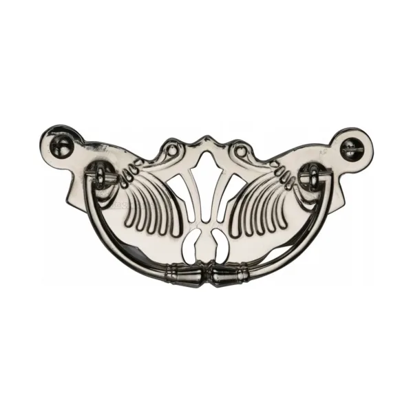 Heritage Brass Cabinet Pull Ornate Plate Design Polished Nickel Finish