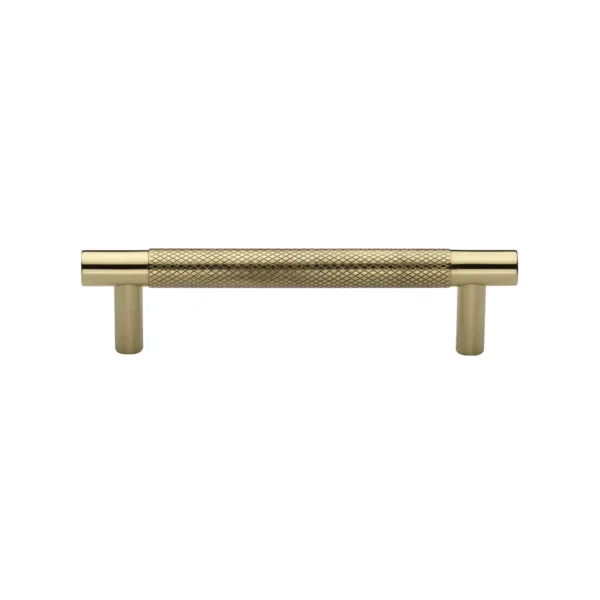 Heritage Brass Cabinet Pull Partial Knurl Design 96mm CTC Polished Brass finish