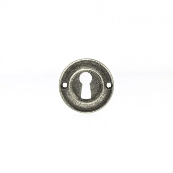 Old English Open Key Escutcheon Distressed Silver