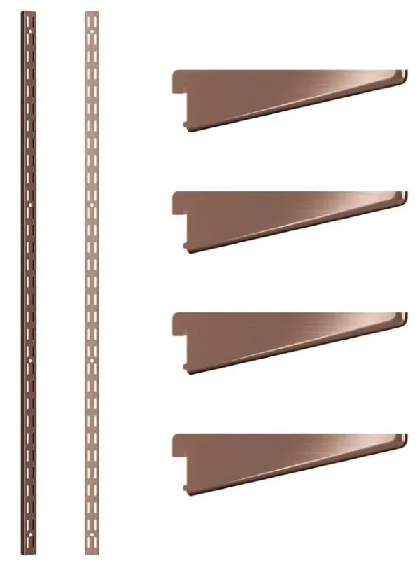 Rothley Twin Slot Shelving Kit 1219mm Upright 120mm Brackets Antique Copper