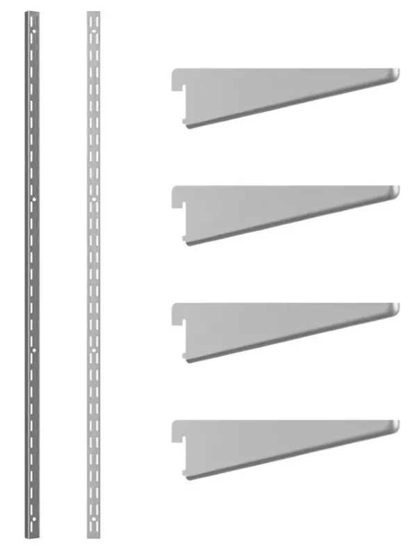 Rothley Twin Slot Shelving Kit 1219mm Upright 120mm Brackets Krome