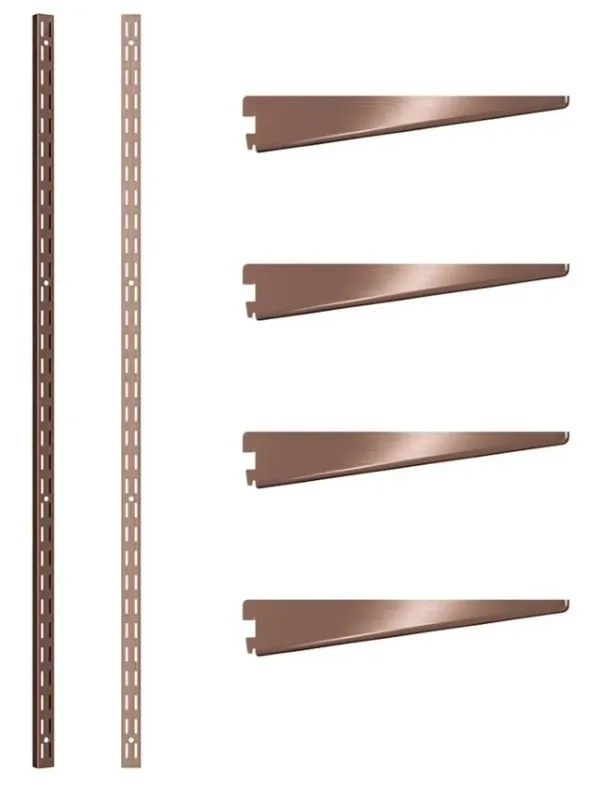 Rothley Twin Slot Shelving Kit 1219mm Upright 216mm Brackets Antique Copper