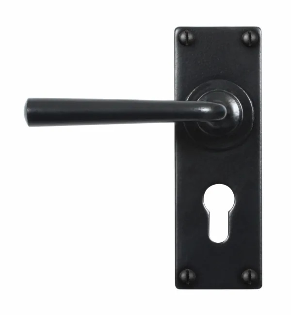 Stonebridge FB009 Padstow Lever Handle on Euro Lock Plate Armor-Coat® Flat Black