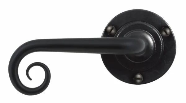 Stonebridge FB1068 Curl Lever on Round Rose Armor-Coat® Flat Black