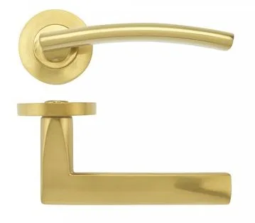 Zoo Hardware Stanza Amalfi Door Handle On Round Rose Favo Satin Brass