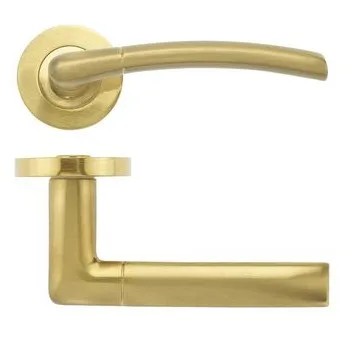 Zoo Hardware Stanza Olympus Door Handle On Round Rose Favo Satin Brass