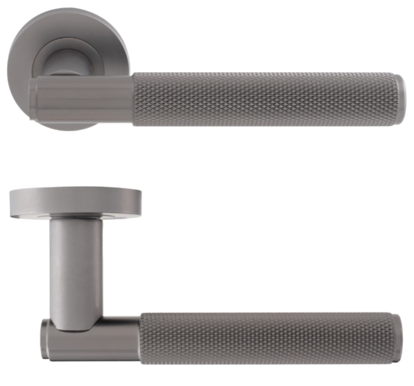 Eclipse Insignia Knurled Lever Door Handle On Rose Dark Bronze