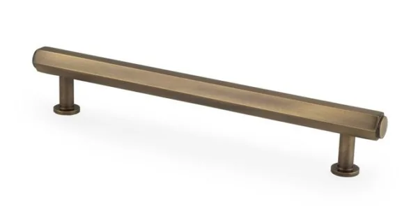 Alexander & Wilks Vesper Hex T-Bar 160mm Cabinet Pull Handle Antique Brass