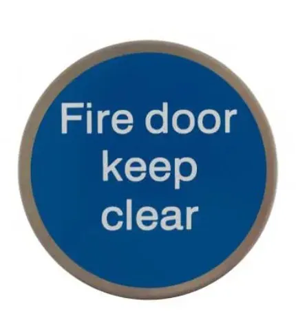 Atlantic Fire Door Keep Clear 3M Adhesive Sign Satin Stainless Steel