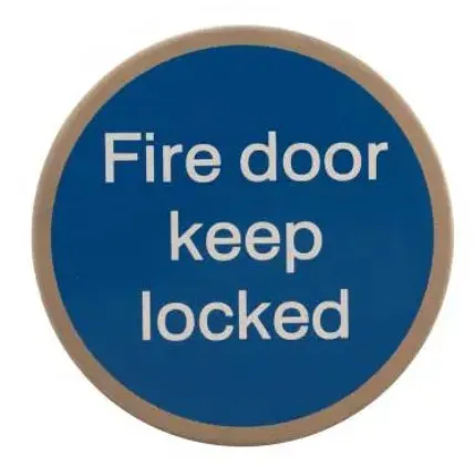 Atlantic Fire Door Keep Locked 3M Adhesive Sign Satin Stainless Steel