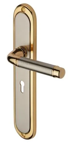 Heritage Brass Long Saturn Door Handle On Lock Plate Jupiter