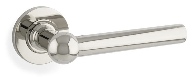 Alexander & Wilks Siskin Lever On Round Rose Door Handles Polished Nickel PVD