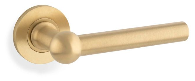 Alexander & Wilks Siskin Lever On Round Rose Door Handles Satin Brass PVD