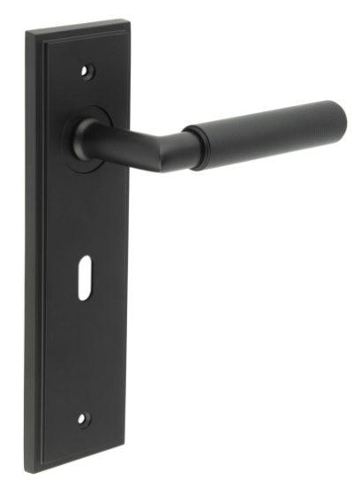 Frelan Burlington Piccadilly Lever On Lock Backplate Door Handles Black