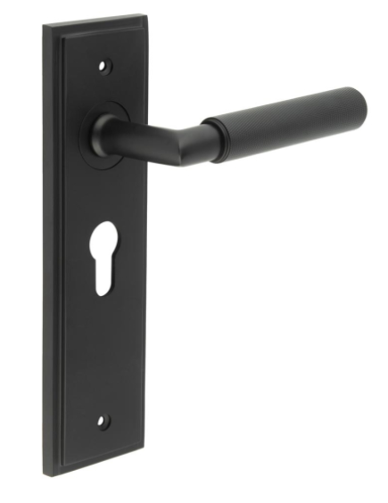 Frelan Burlington Piccadilly Lever On Euro Backplate Door Handles Black