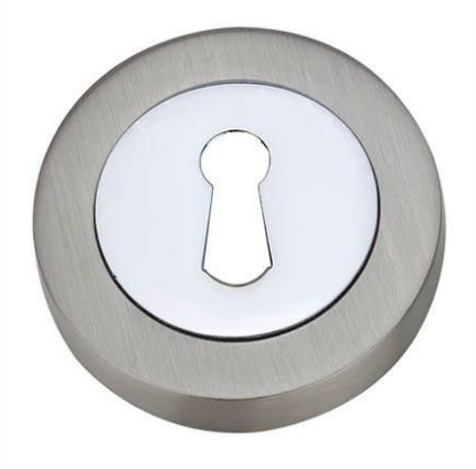 Fortessa Round Key Escutcheon Satin Nickel/Polished Chrome