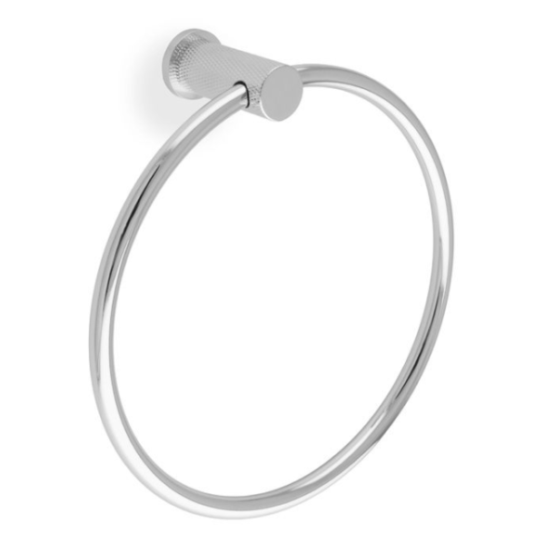 Alexander & Wilks Brunel Diamond Knurled Towel Ring Polished Chrome